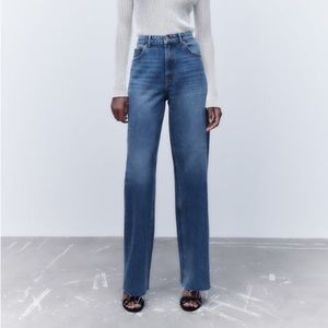 Zara Full Length Wide Leg Jeans